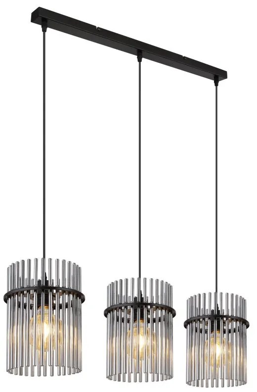 Lustra suspendata 3L design modern GORLEY negru, fumuriu