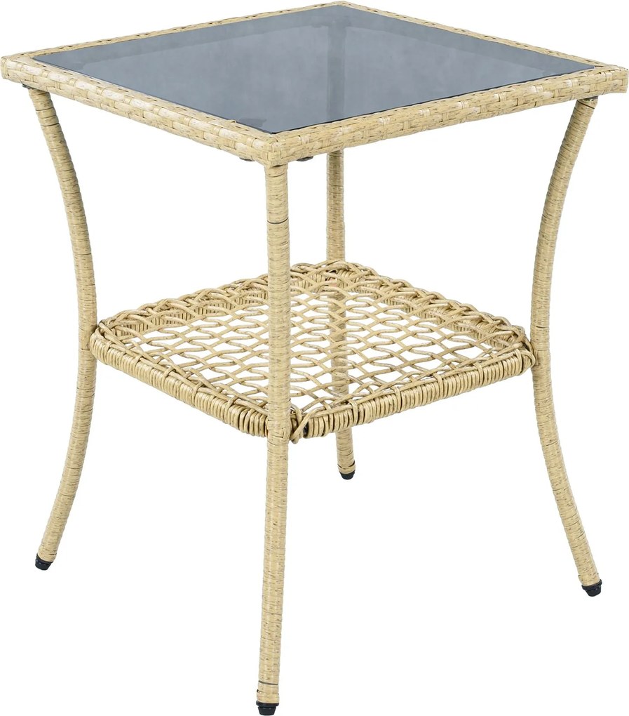 Set de mobilier din rattan pentru balcon (3 piese), 2 scaune balansoar confortabile cu spătar înalt, 80x76x86 cm, Bej