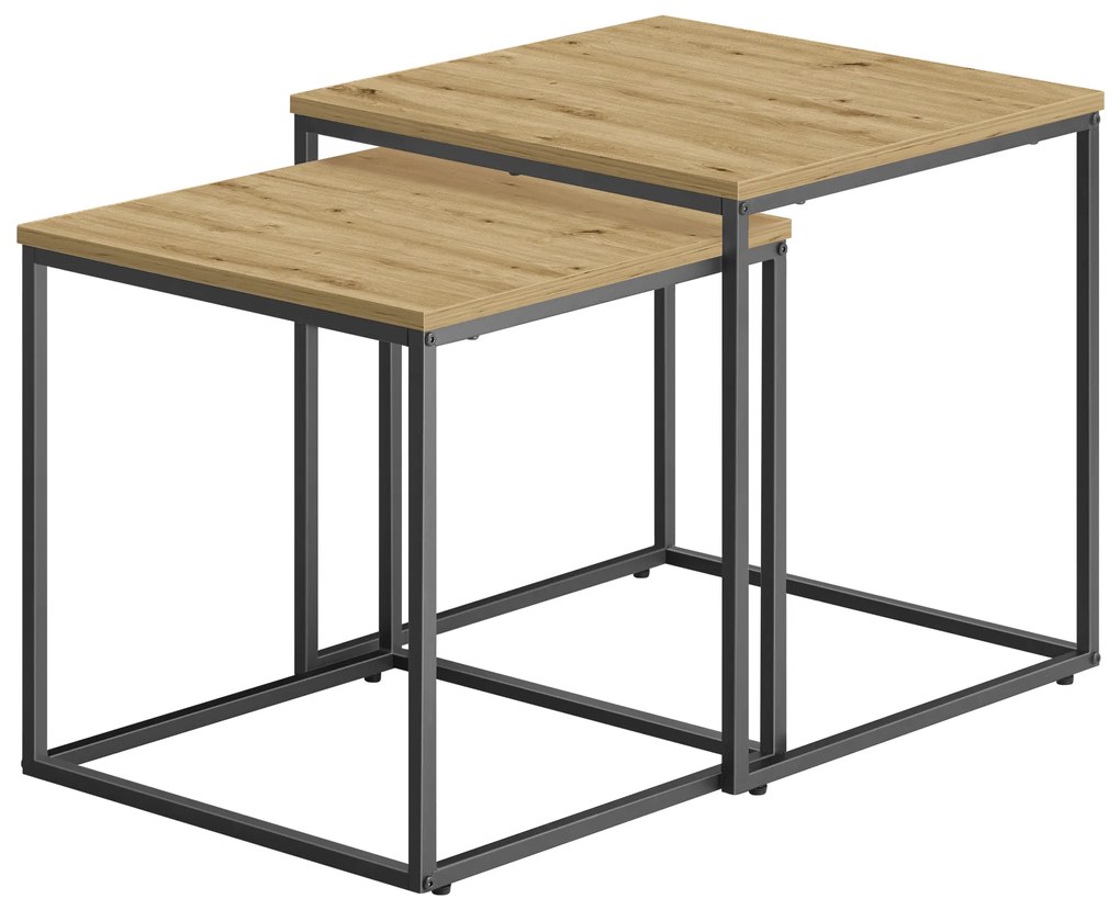 Set 2 piese mese de cafea QUADRO, decor stejar artisan