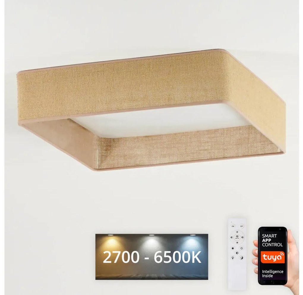 Brilagi-LED Corp de iluminat dimabil VELVET SQUARE LED/36W/230V Wi-Fi Tuya + telecomandă, maro