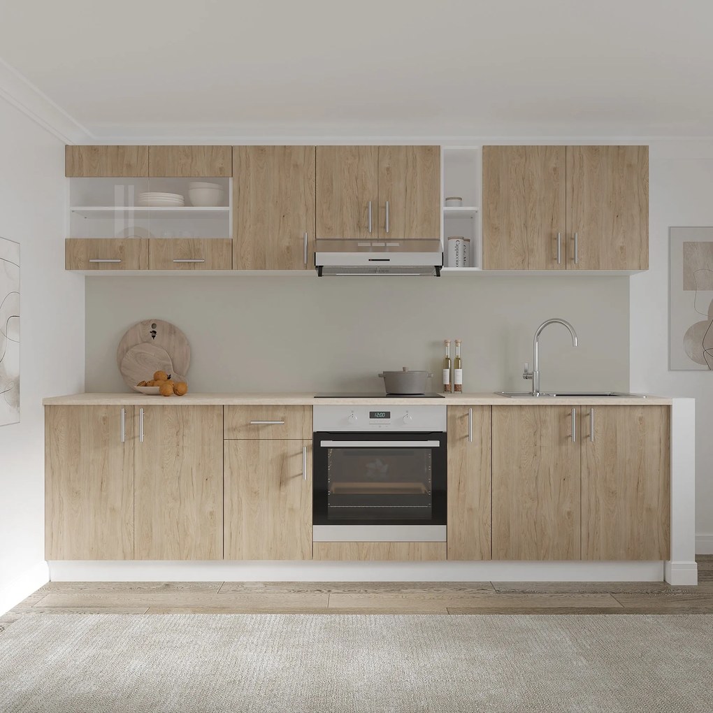 Set haaus V21, Lemn Natural/Alb, Blat Thermo 28 mm, L 280 cm
