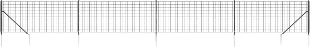 vidaXL Gard plasă de sârmă cu țăruși de fixare, antracit, 1,1x10 m