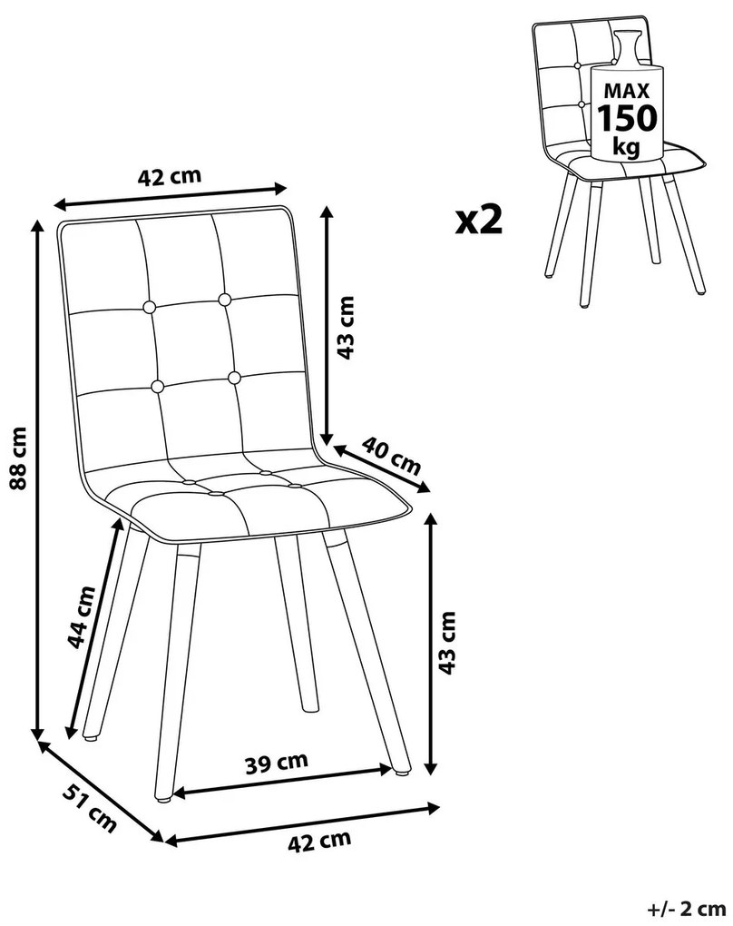 Set 2 buc. scaune pentru sufragerie Berken (albastru marin). 1009915