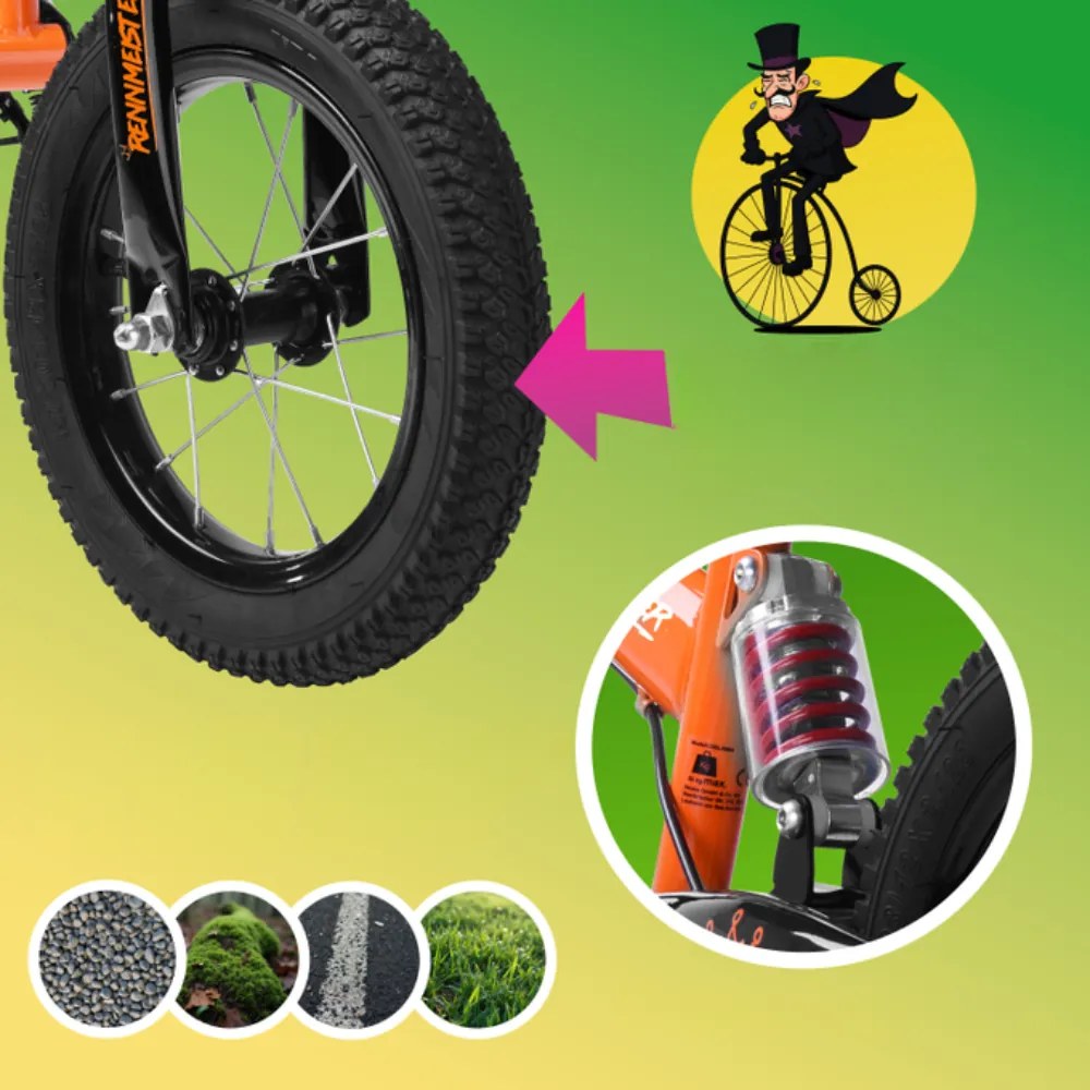 Bicicletă fără pedale pentru copii QUIDO, de la 3 ani, portocaliu Rennmeister