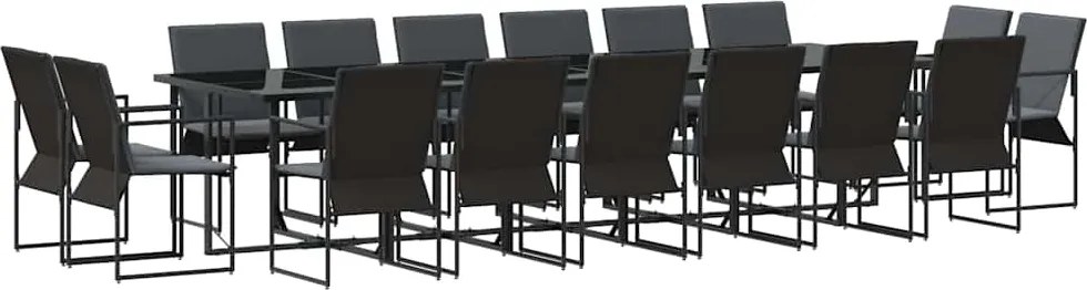 vidaXL Set de masă pentru grădină 17 pcs Negru Oțel