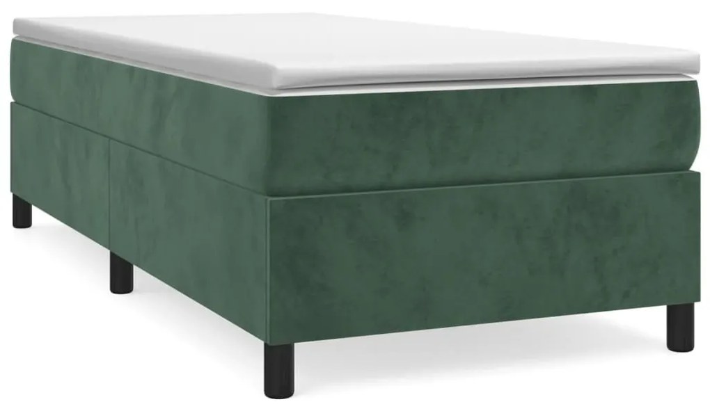 3121099 vidaXL Cadru de pat box spring, verde închis, 90x200 cm, catifea