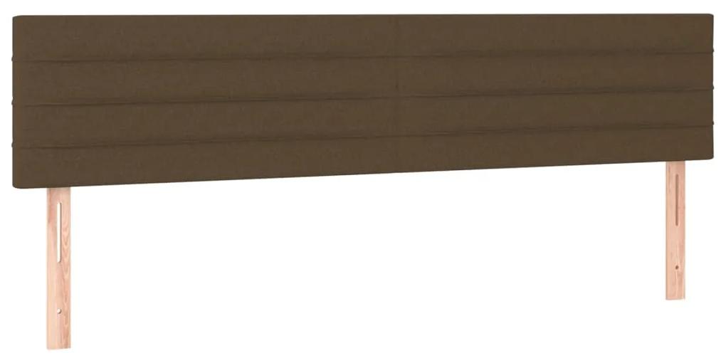 Pat box spring cu saltea, maro inchis, 160x200 cm, textil Maro inchis, 160 x 200 cm, Benzi orizontale