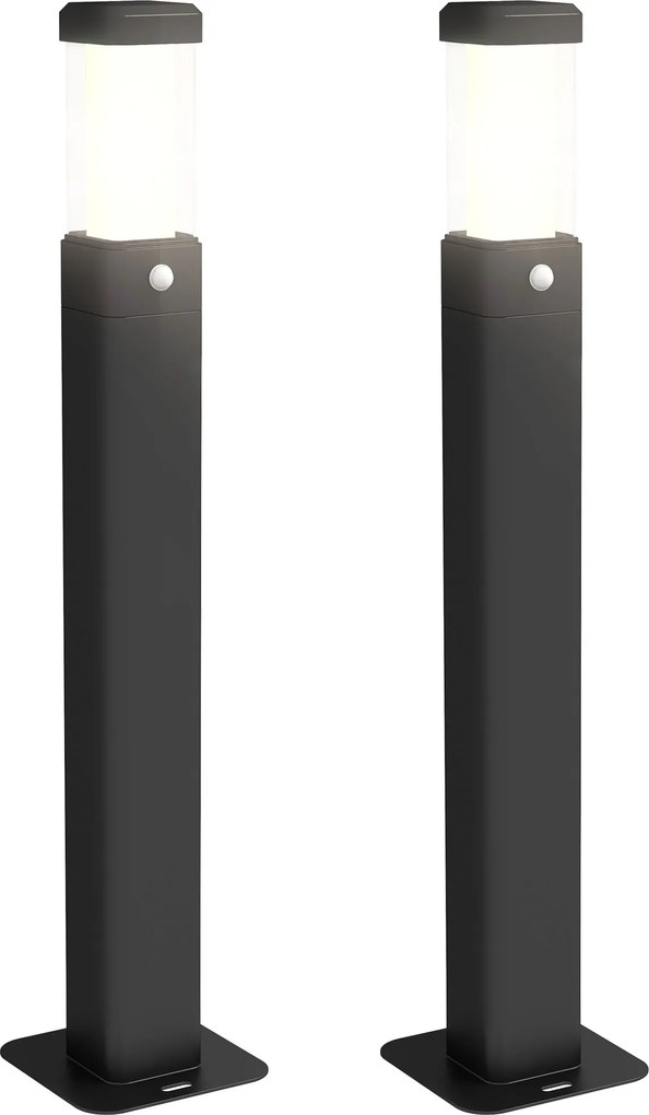 Outsunny Set de 2 lampi de exterior, stalpi luminoase LED, Etanche IP65, Lumina pentru alei si drumuri, negru | Aosom Romania
