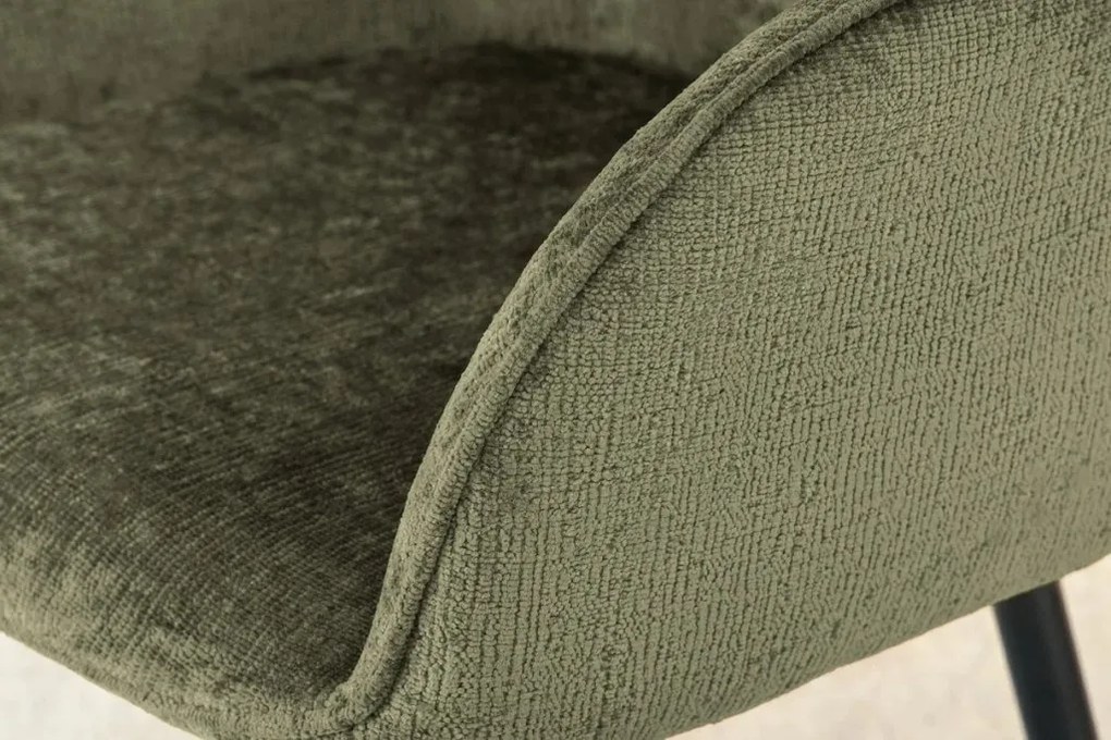 Set de 2 scaune pivotante, Metal Negru, Chenille Verde, AVIGNON A-46472 VC