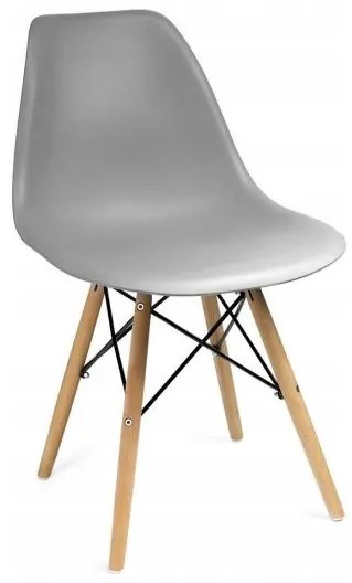 Scaun stil scandinav, plastic, lemn, gri, 46x52x81 cm, Eva