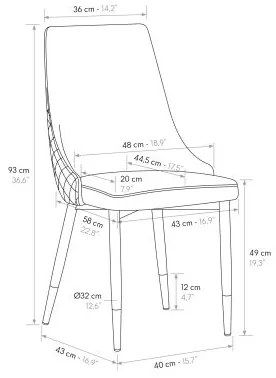 PAZZO DESIGN Set de 4 scaune Cinzia gri | Aosom Romania