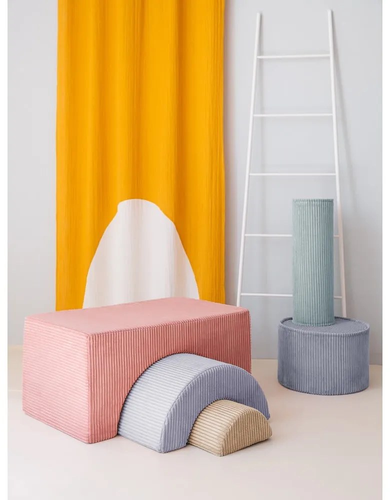 Teren de joacă din spumă roz 3 buc. din catifea reiată înălțime 37 cm 75x49 cm Rainbow Montessori – Wigiwama
