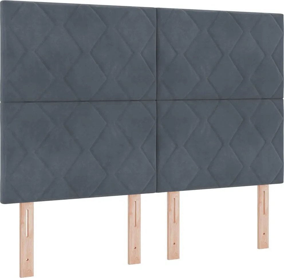 vidaXL Pat cu arc LED cu saltea Gri închis 140 x 190 cm Catifea