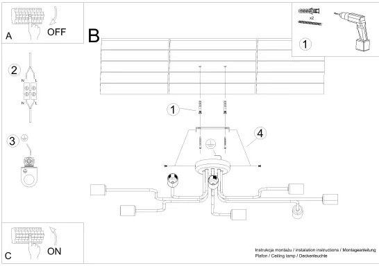 Lustră aplicată Sollux SL.1444 VECTOR 8xE27/15W/230V alb