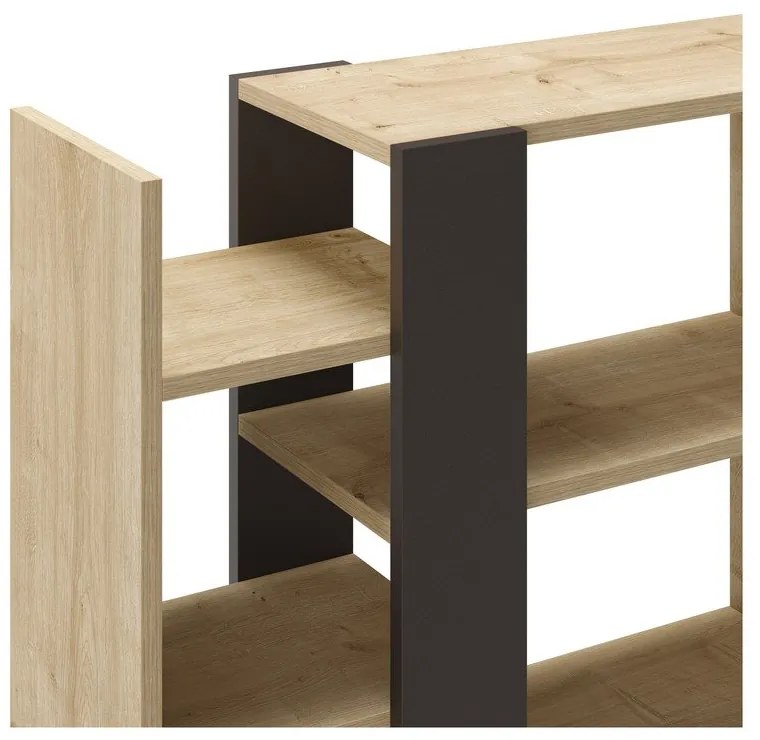 Bibliotecă neagră/în culoare naturală cu aspect de lemn de stejar 80x152 cm Axel – Marckeric