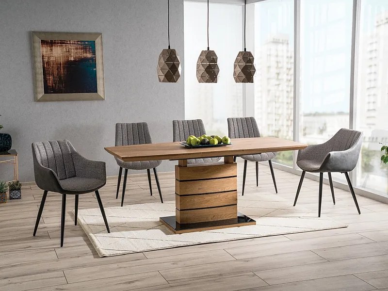 Masă de sufragerie extensibilă 140-180 cm Leisha (stejar + stejar) (pentru 4 până la 8 persoane). 1050397