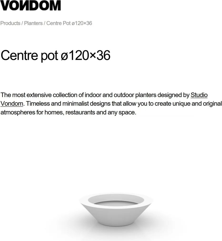 Ghiveci plante design decorativ modern exterior / interior CENTRE POT 120x36cm