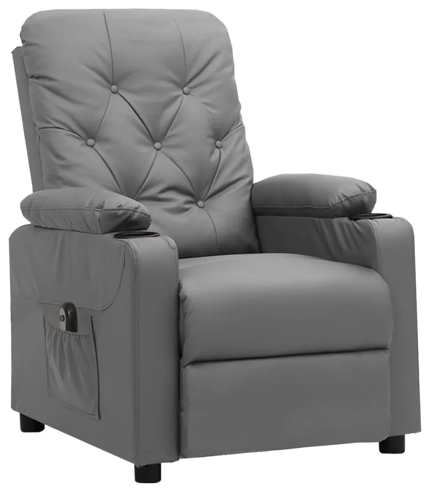 3098867 vidaXL Fotoliu rabatabil electric, gri, piele ecologică