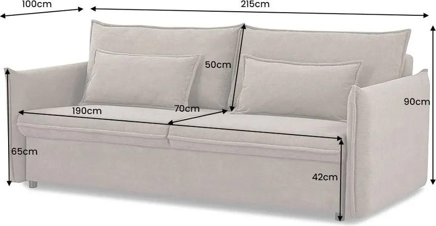 Canapea extensibila, Catifea Raiata, Taupe, APARTMENT 215cm A-44502 VC