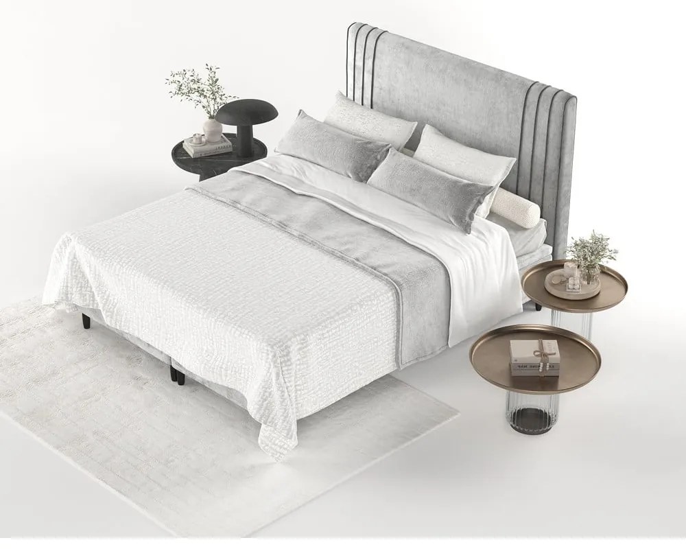 Pat matrimonial gri tapițat cu spațiu de depozitare 180x200 cm Musca – Maison de Rêve