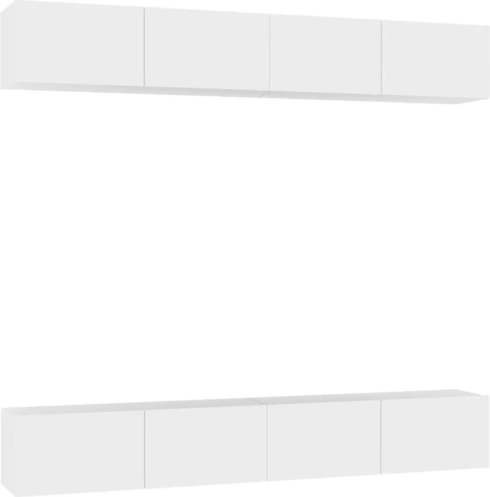 vidaXL Comode TV, 4 buc., alb, 100x30x30 cm, lemn prelucrat