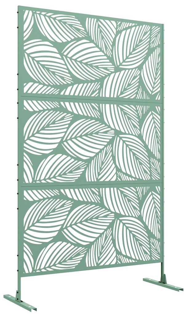 Outsunny Panou paravan de protecție decorativ paravant exterior verde cu model vegetal din metal, 122 x 45 x 198 cm, verde | Aosom Romania