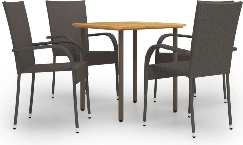 vidaXL Set mobilier de grădină, 5 piese, maro, poliratan