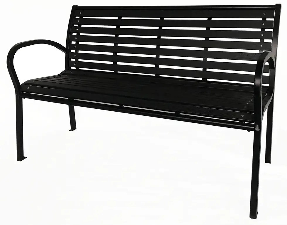 Bancă de grădină 125 x 60 x 80 cm, negru, oțel /plastic