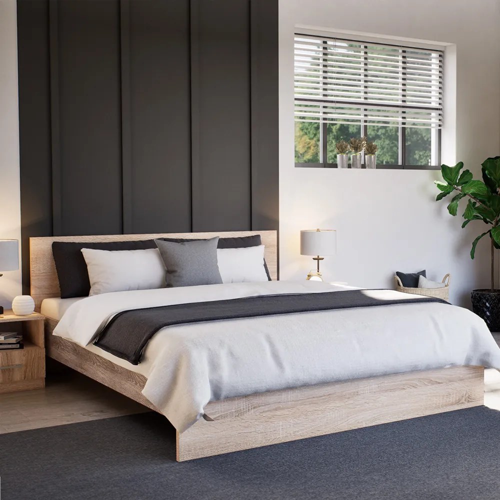 Pat dublu Miami fără cadru de pat 160x200 cm stejar Sonoma-stejar York