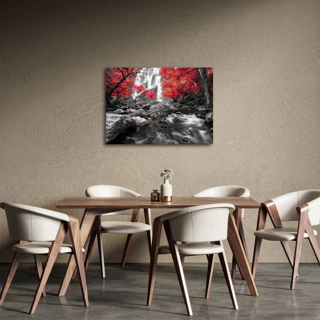 Tablou - Cascade în peisajul de toamnă (70x50 cm)