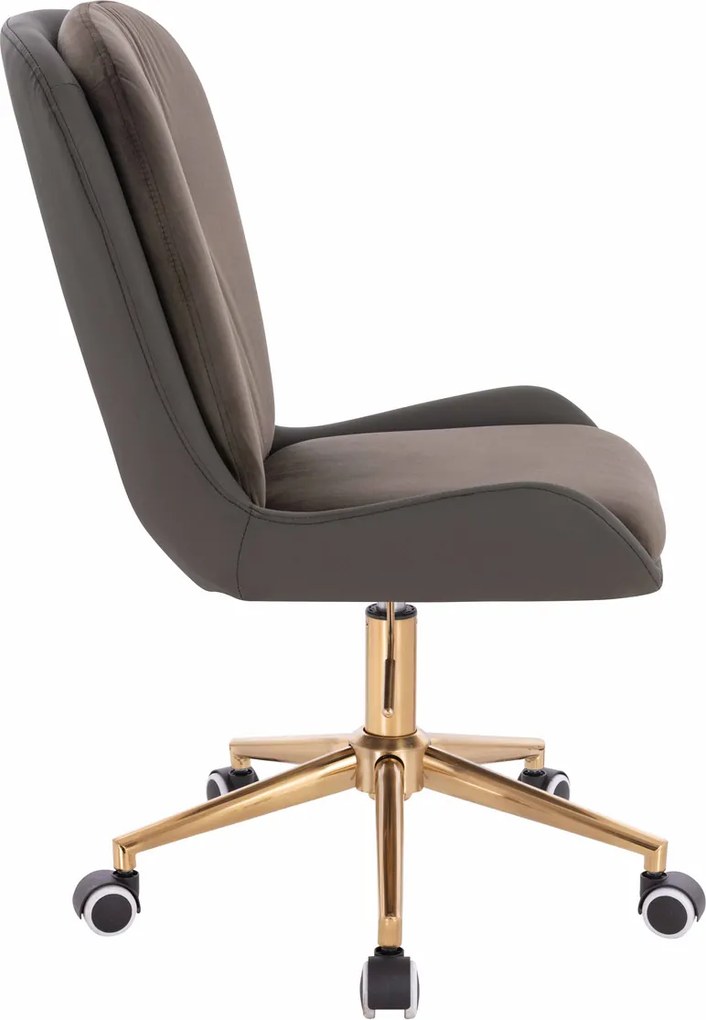 HR690K Scaun Velvet&amp;soft Piele Pu Ciocolată/Cafea Bază Aurie