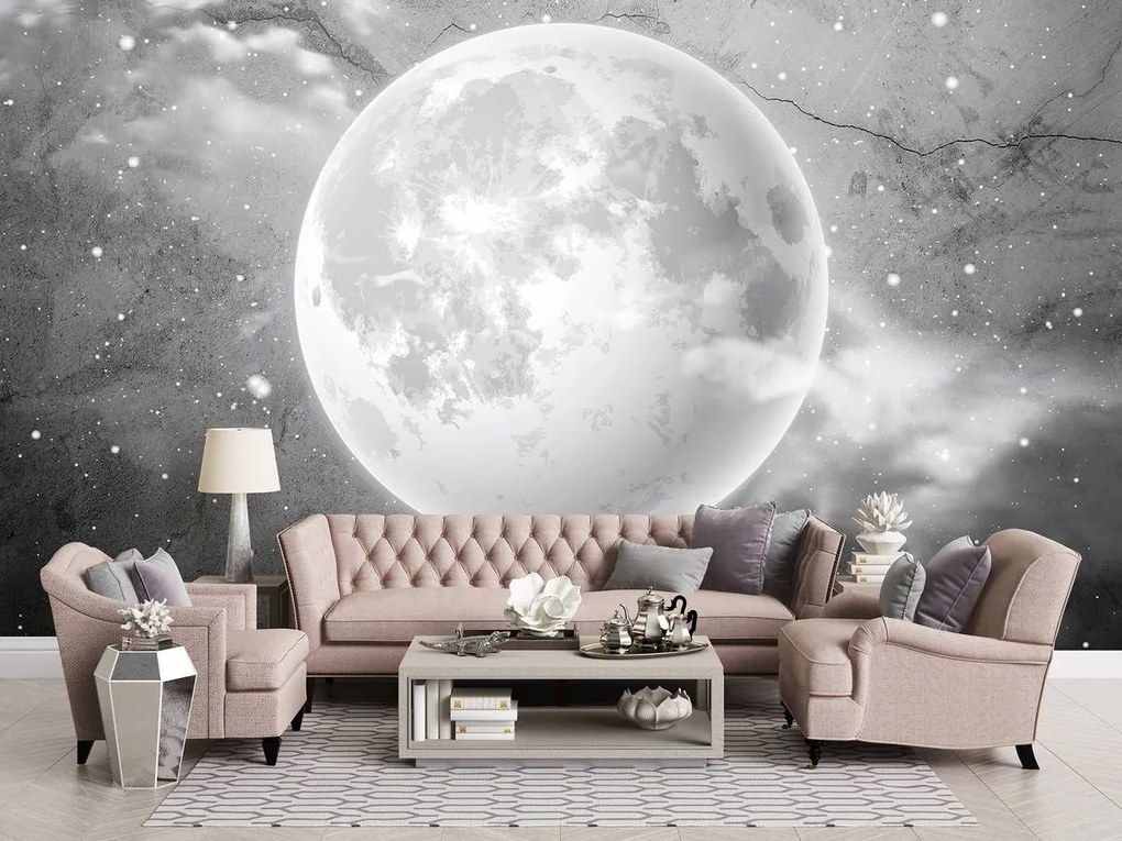 Fototapet - Luna pe beton - neagră (152,5x104 cm)
