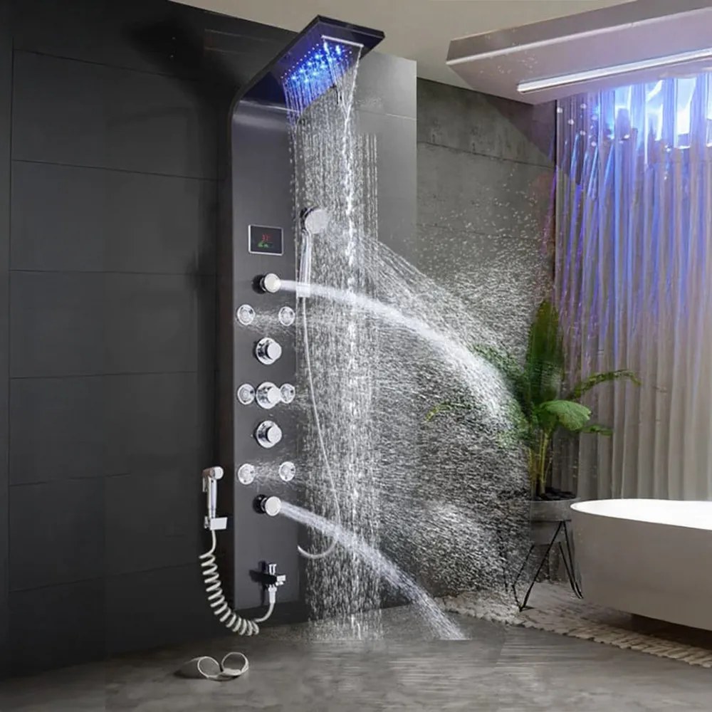 Aquapro hidromasszázs zuhanypanel fekete