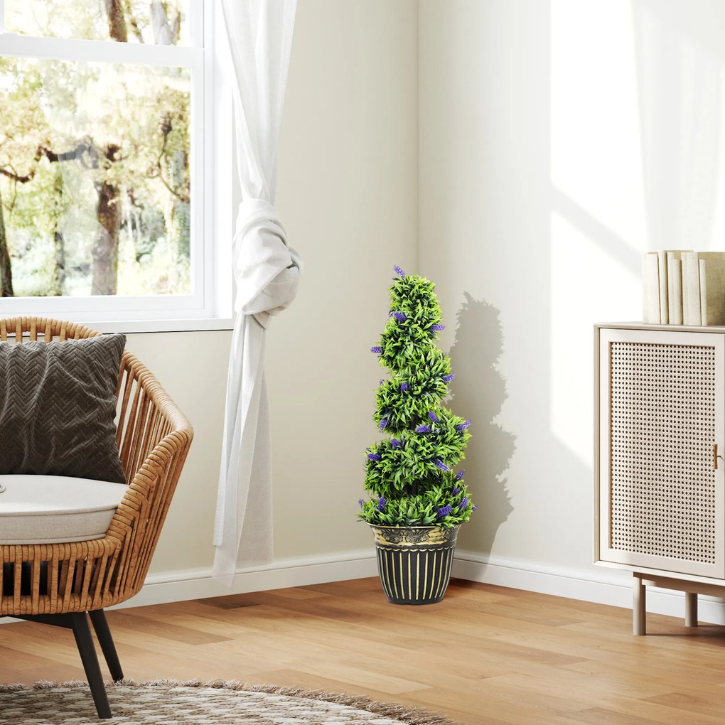 HOMCOM Set de Două Plante Artificiale Lavandă 90 cm | Aosom Romania