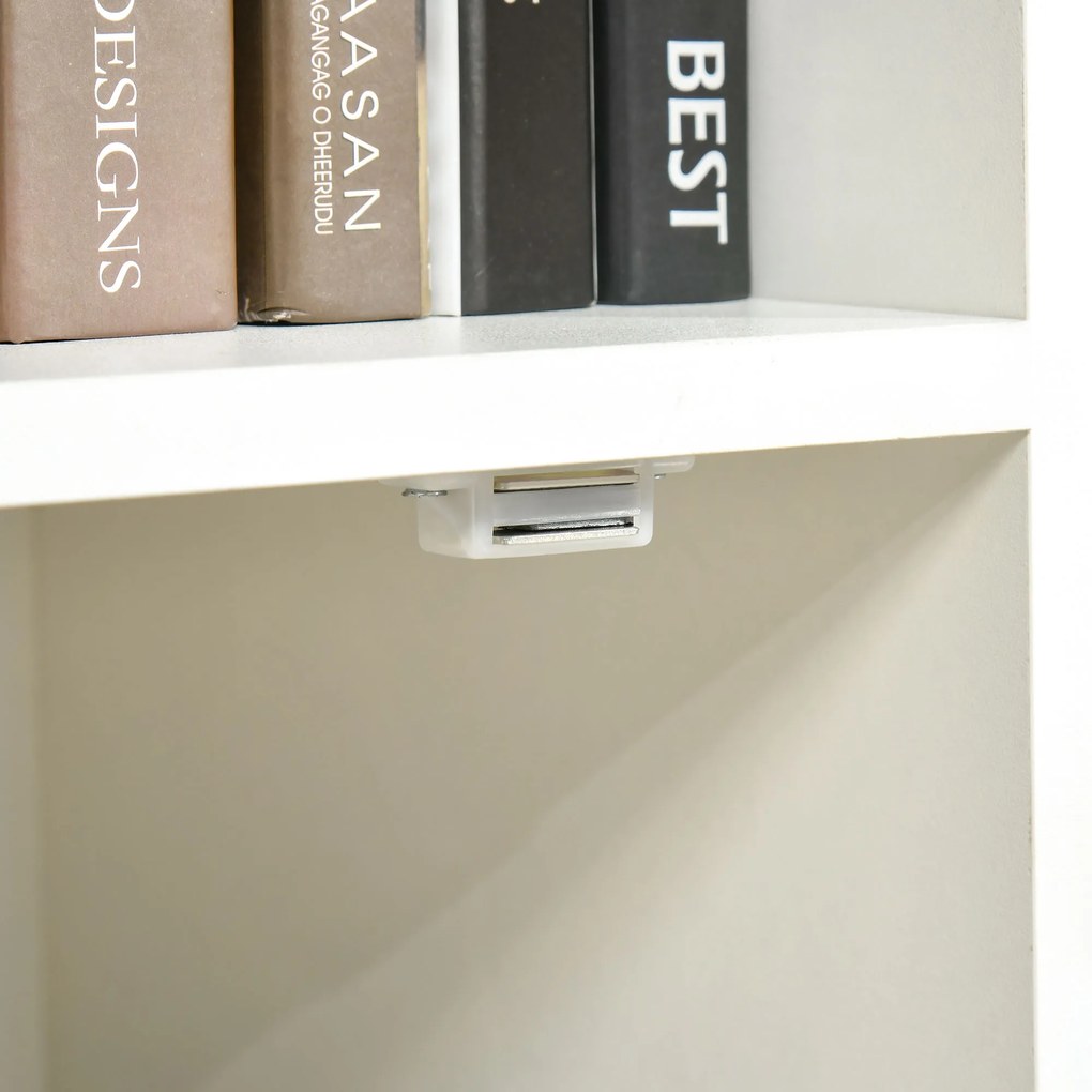 HOMCOM Biblioteca cu Rafturi pentru casa cu 3 Etajere si 1 Dulapior, Raft biblioteca din Lemn,40x30x129,5cm, Alb | Aosom Romania