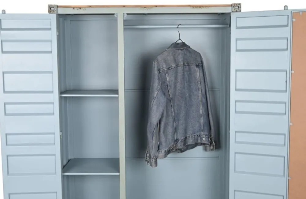 Dulap turcoaz, din metal, stil industrial, Cargo