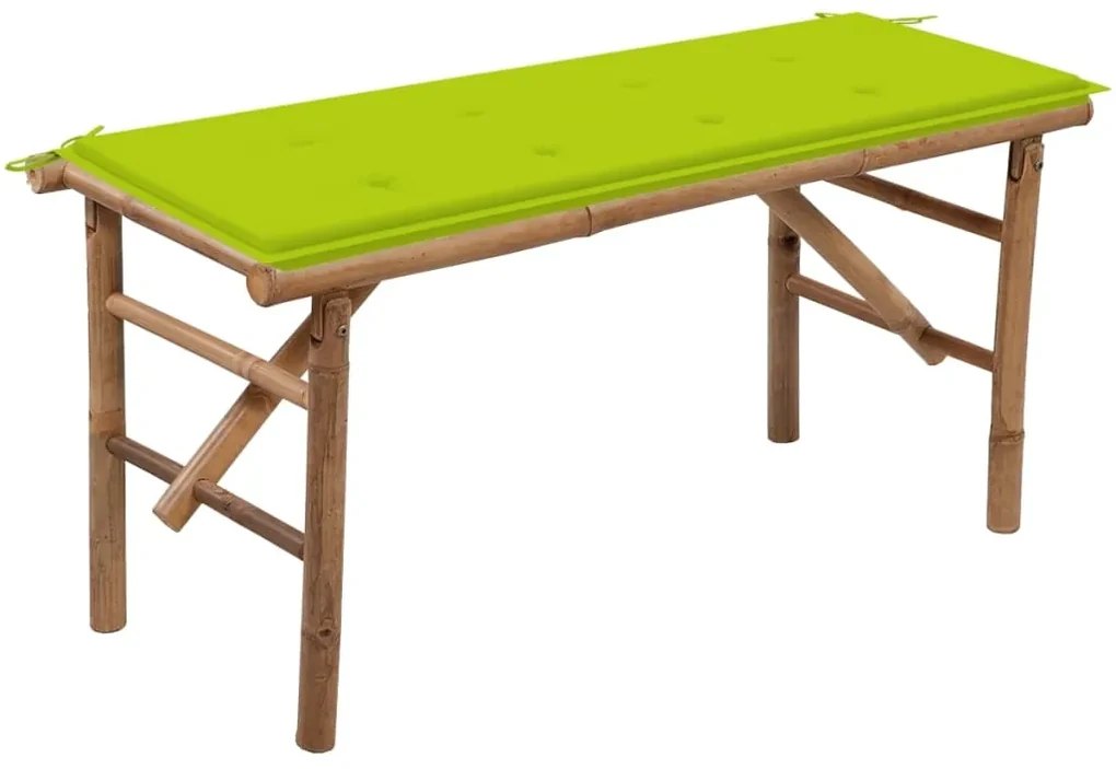 3063860 vidaXL Bancă de grădină pliabilă cu pernă, 118 cm, bambus