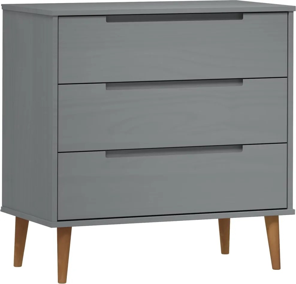 vidaXL Dulap cu sertare „MOLDE”, gri, 80x40x80 cm, lemn masiv de pin