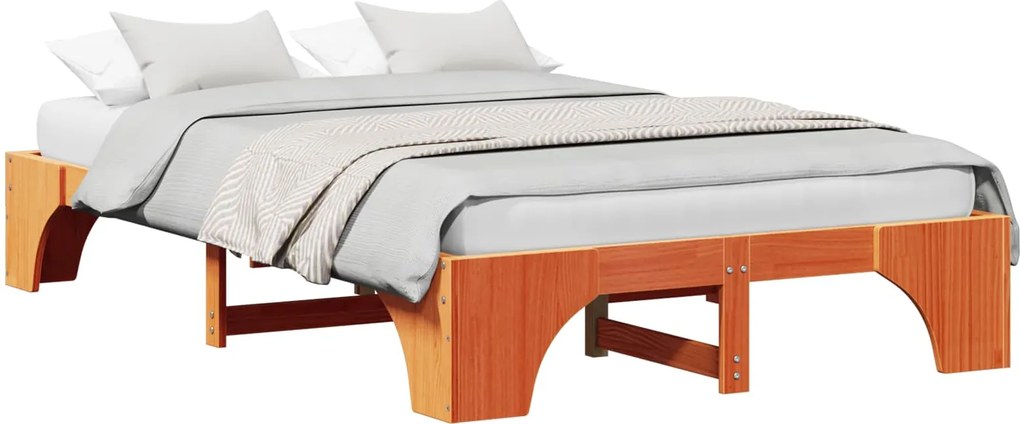 vidaXL Cadru de pat Maroniu cerat 120 x 190 cm Lemn de pin masiv