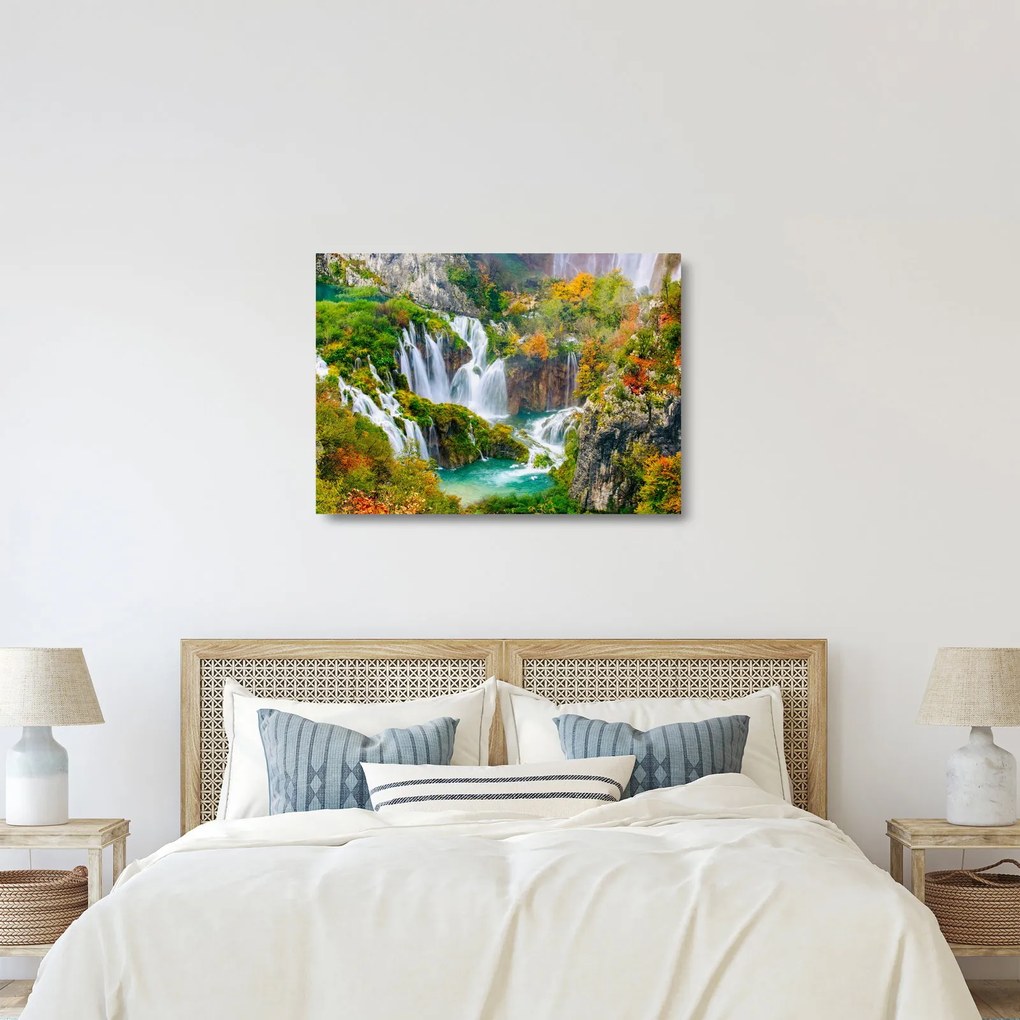Tablou pe sticlă - Parcul Național Lacurile Plitvice (70x50 cm)