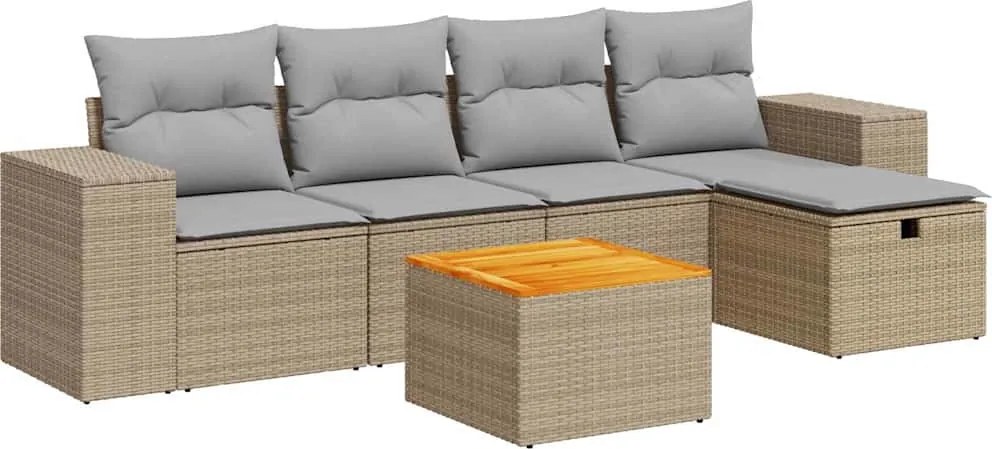 vidaXL Set canapele de grădină cu perne, 6 piese, bej, poliratan