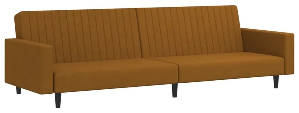 337658 vidaXL Canapea extensibilă cu 2 locuri, maro, catifea