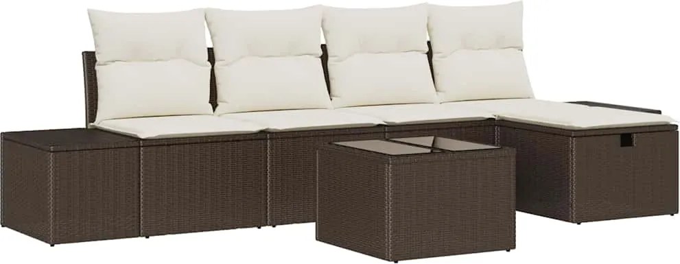 vidaXL Set de canapele pentru grădină cu pernă 6 pcs Maro poliratan