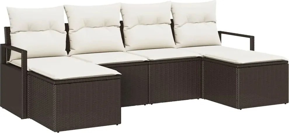 vidaXL Set de canapea 6 pcs Maro poliratan