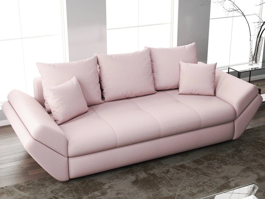 Canapea extensibilă dumonde cu ladă de depozitare si sezut confortabil din spuma high-density, Loana Enjoy Flamingo 250x100 cm