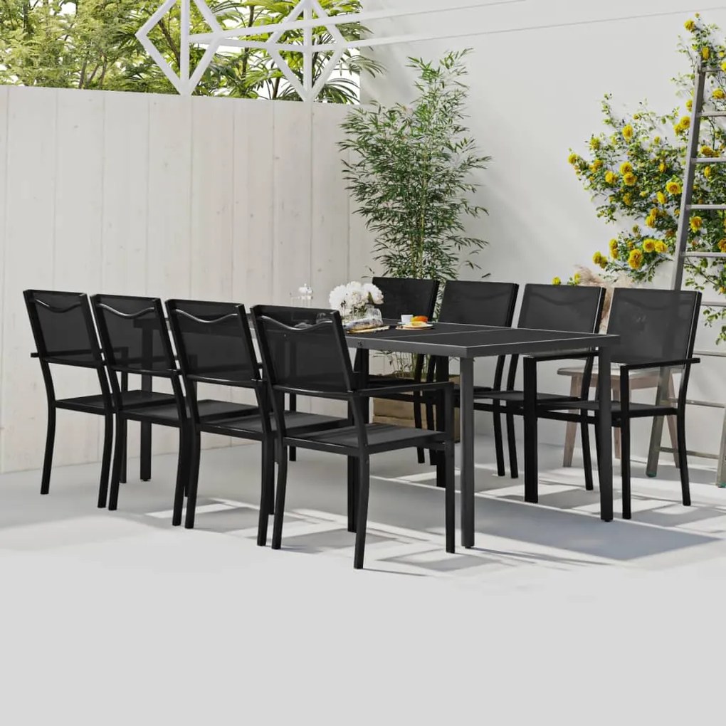 3073521 vidaXL Set mobilier de exterior, 9 piese, oțel
