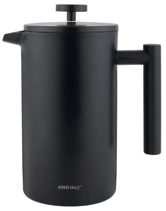 Presă franceză pentru cafea/ceai Kinghoff KH 1996, 1 l, Oțel inoxidabil, Pereți dubli, Negru