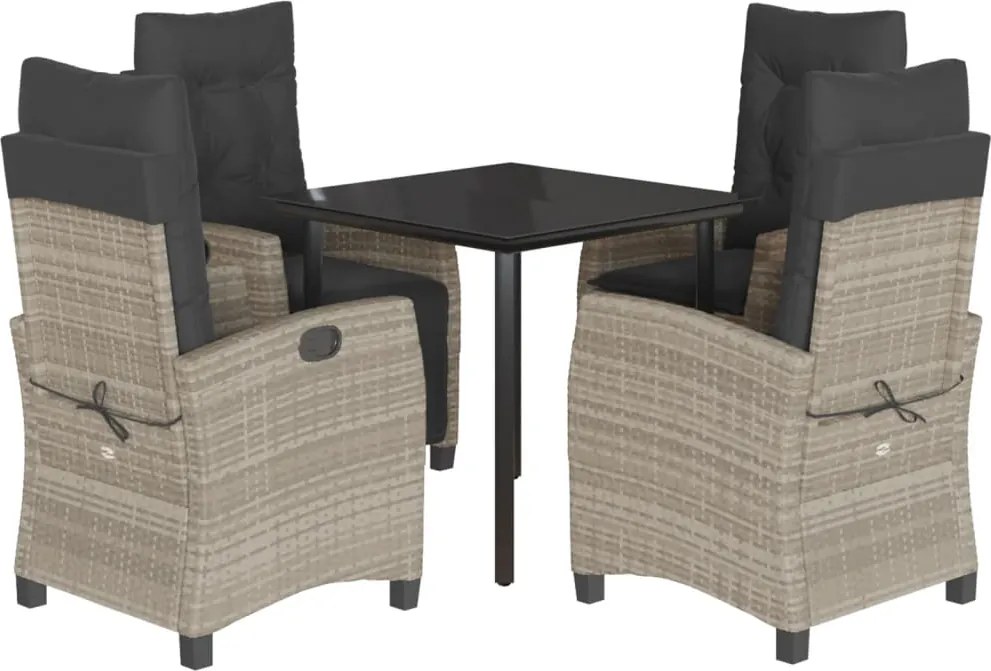 vidaXL Set mobilier de grădină cu perne, 5 piese gri deschis poliratan