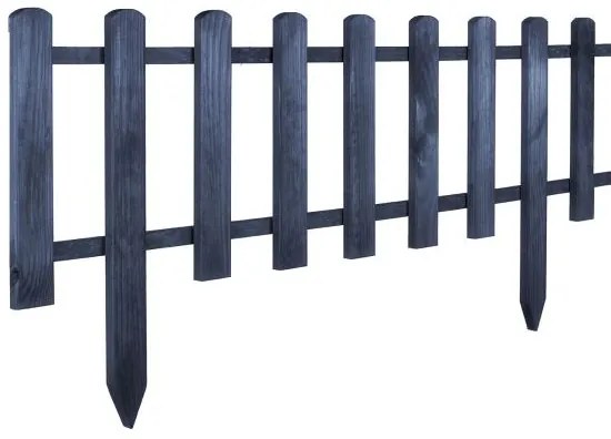 Gard de gradina decorativ, din lemn distantat, 40x105 cm, antracit, set 4 buc