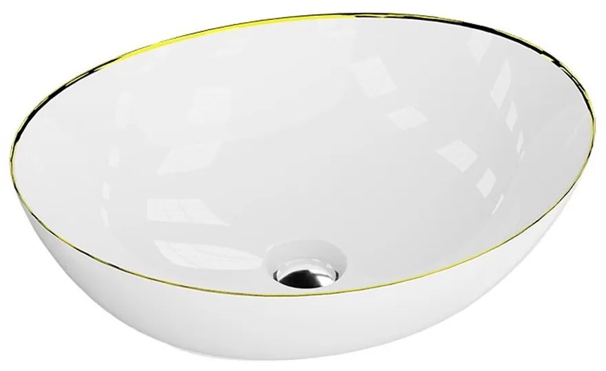 Lavoar pe blat Rune Svavar oval 42 cm alb-auriu lucios
